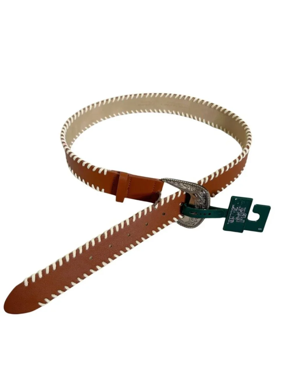 NWT Wild Fable Brown Faux Leather Whipstitch Western Belt